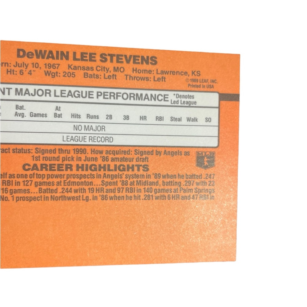 1989 lee stevens california angels donruss baseball card # 449 - Picture 4 of 5